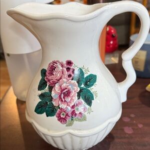 Vintage Floral Ceramic Pitcher